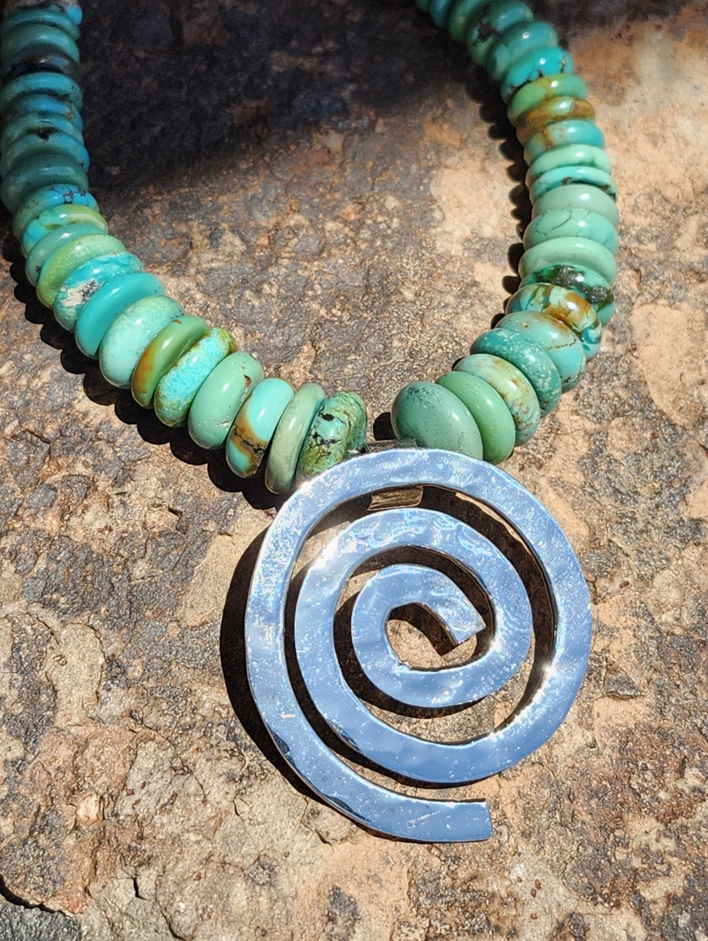 Sterling Silver Genuine Graduated Turquoise Necklace